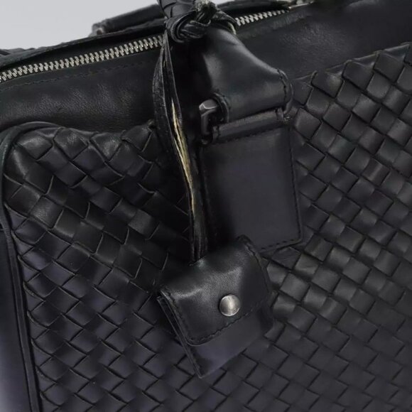 BOTTEGA VENETA INTRECCIATO Hand Bag Leather Black Auth - Picture 9 of 16